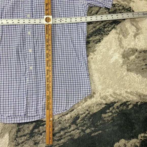 Ralph Lauren Shirt Mens Medium Blue Cotton Plaid Casual Short Sleeve Button Down - Picture 3 of 6